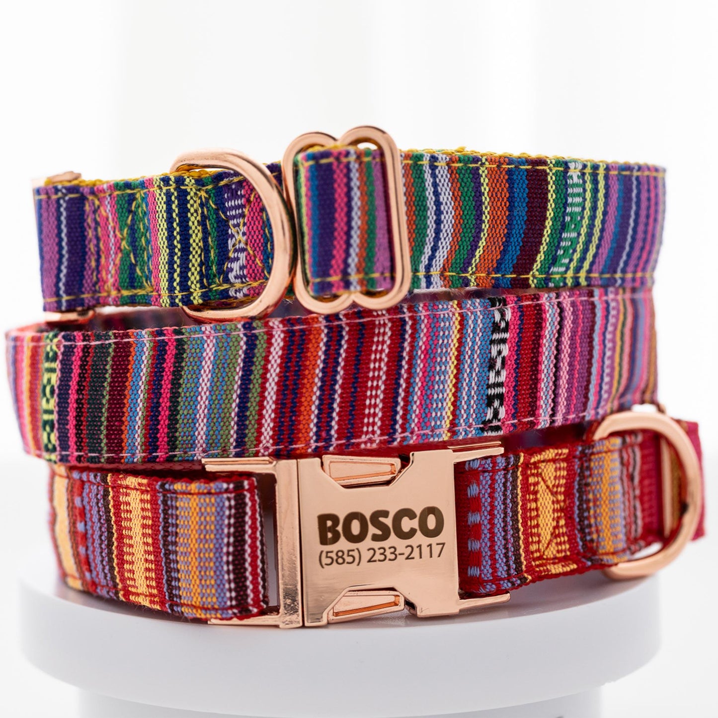 Tribal Pattern Dog Collar - Custom Engraved Name Adjustable Puppy Gift