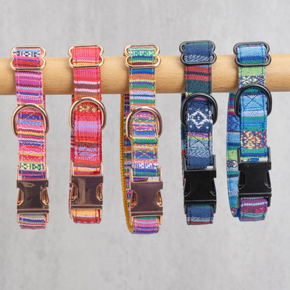 Tribal Pattern Dog Collar - Custom Engraved Name Adjustable Puppy Gift