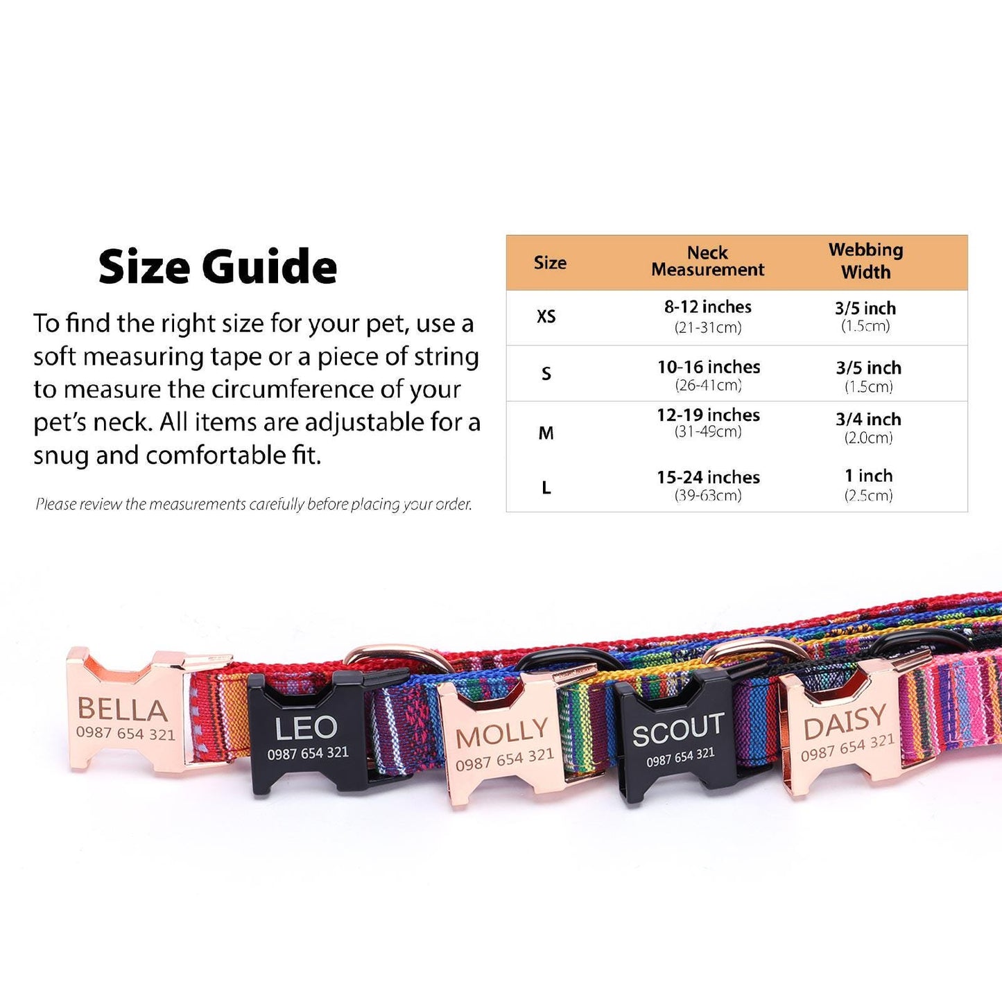 Tribal Pattern Dog Collar - Custom Engraved Name Adjustable Puppy Gift