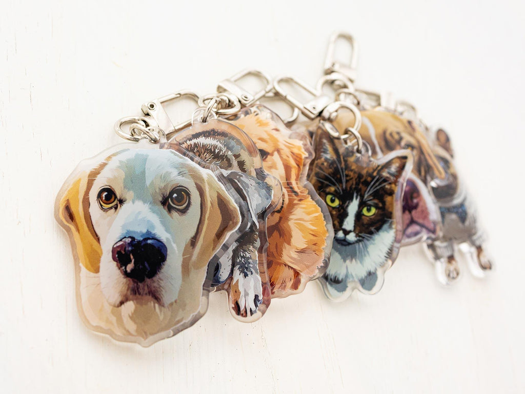 Custom Pet Portrait Photo Acrylic Keychain