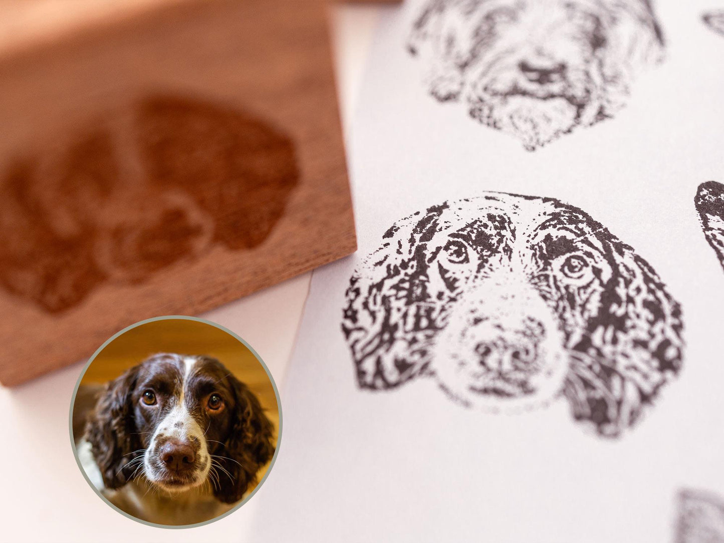 Custom Pet Portrait Stamp -2" Sapele Wood