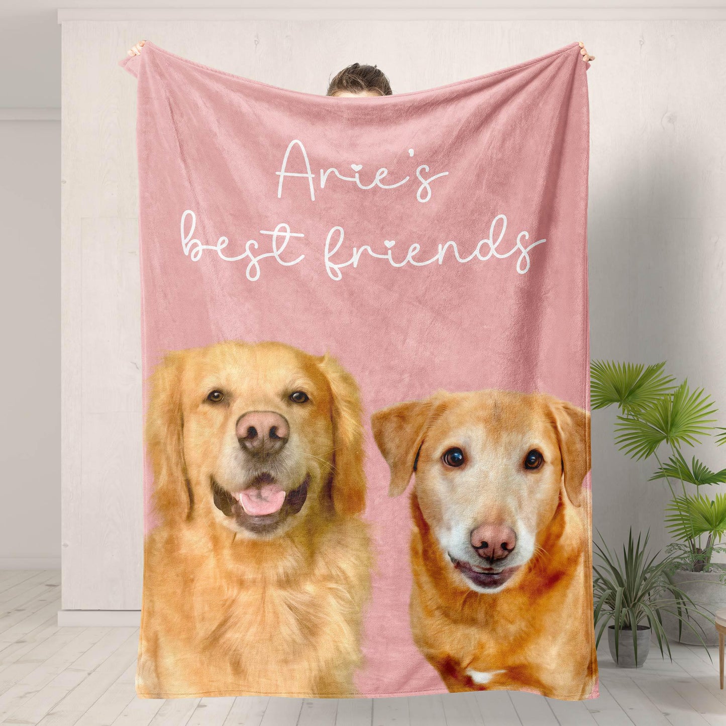 Custom Minky Pet Photo Blanket with Name