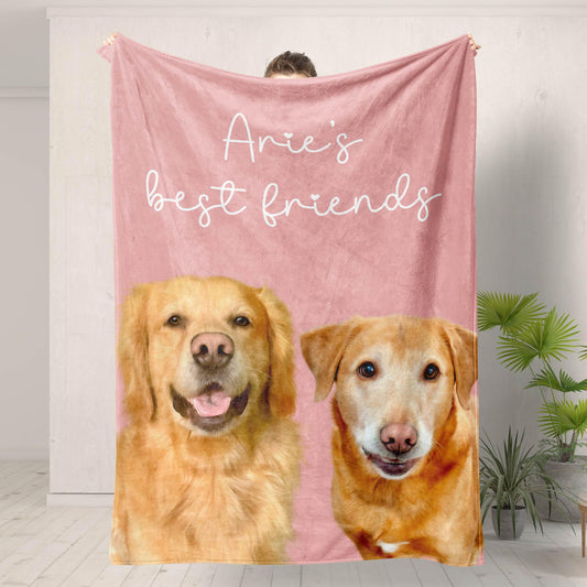 Custom Minky Pet Photo Blanket with Name