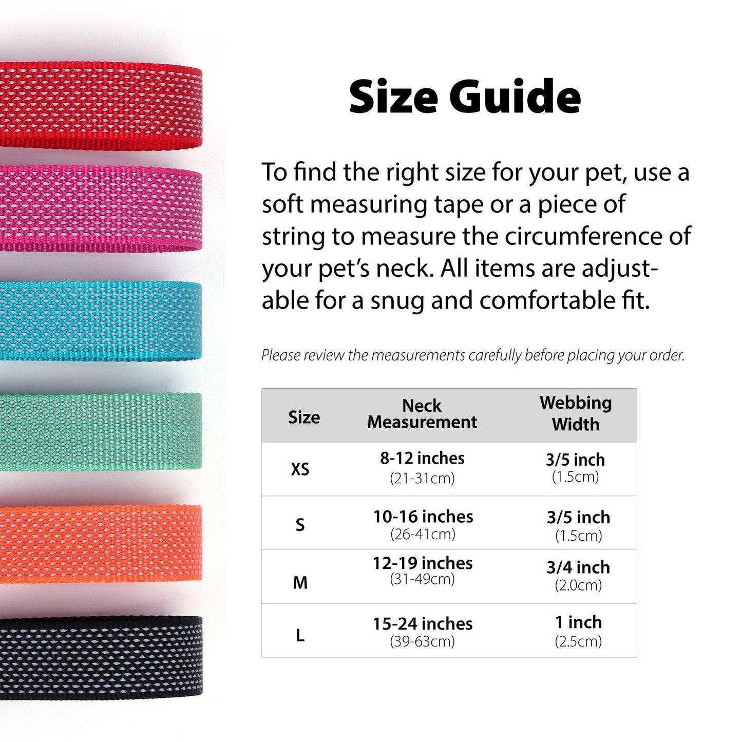 Custom Engraved Reflective Nylon Dog Collar