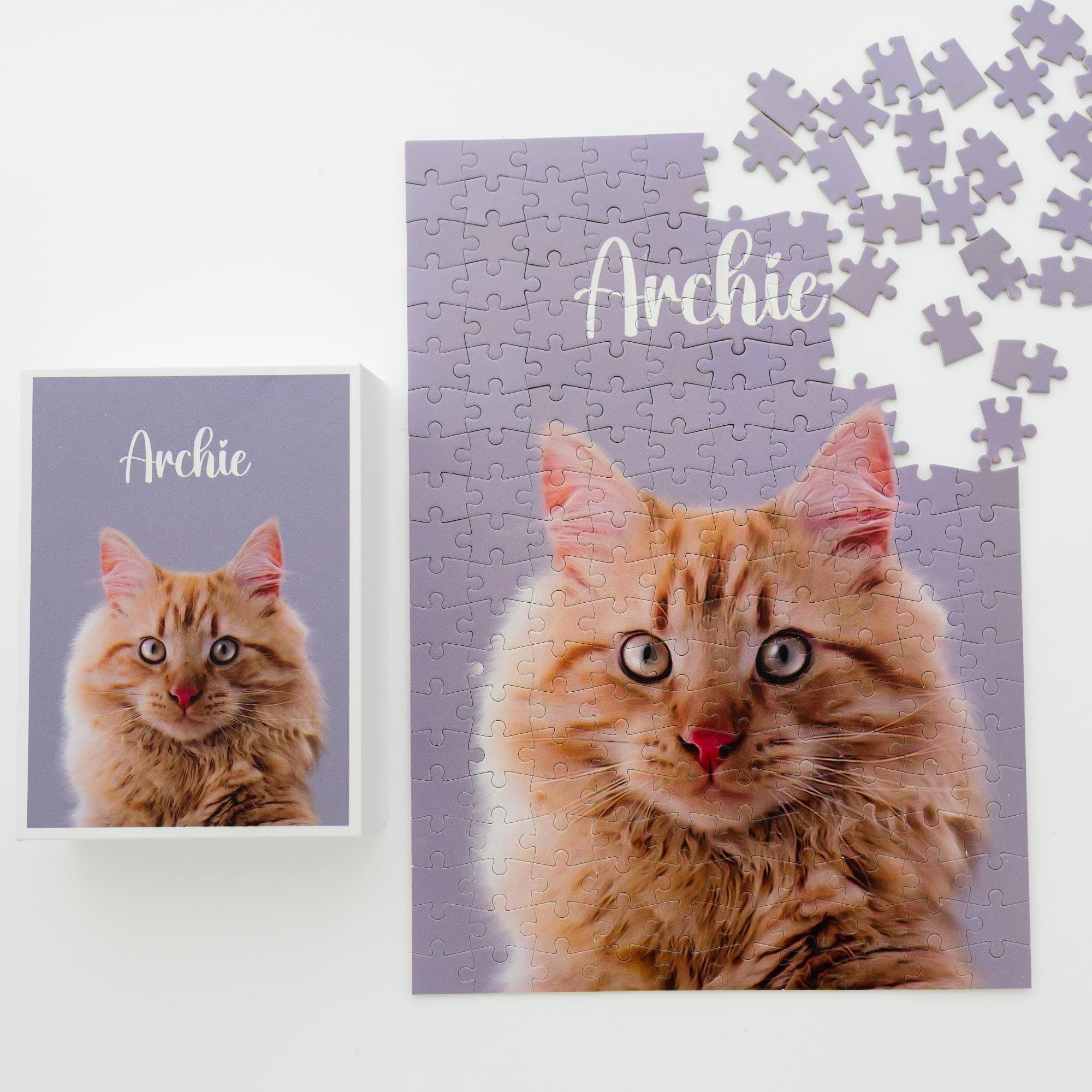 Custom Pet Portrait Jigsaw Puzzle – Personalized Dog & Cat Memorial Gifts, 200 Pieces (9.8x13.8 Inches)