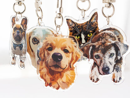 Custom Pet Portrait Photo Acrylic Keychain