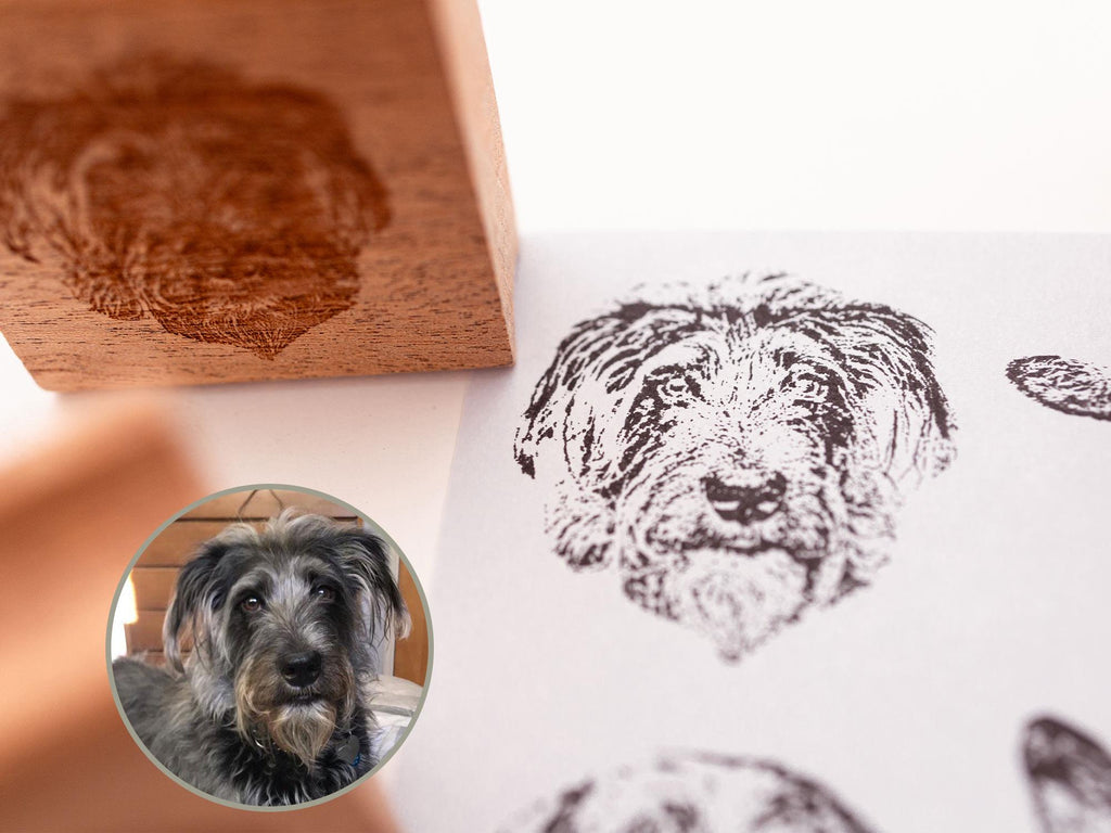 Custom Pet Portrait Stamp -2" Sapele Wood
