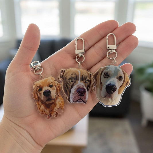 Custom Pet Portrait Photo Acrylic Keychain