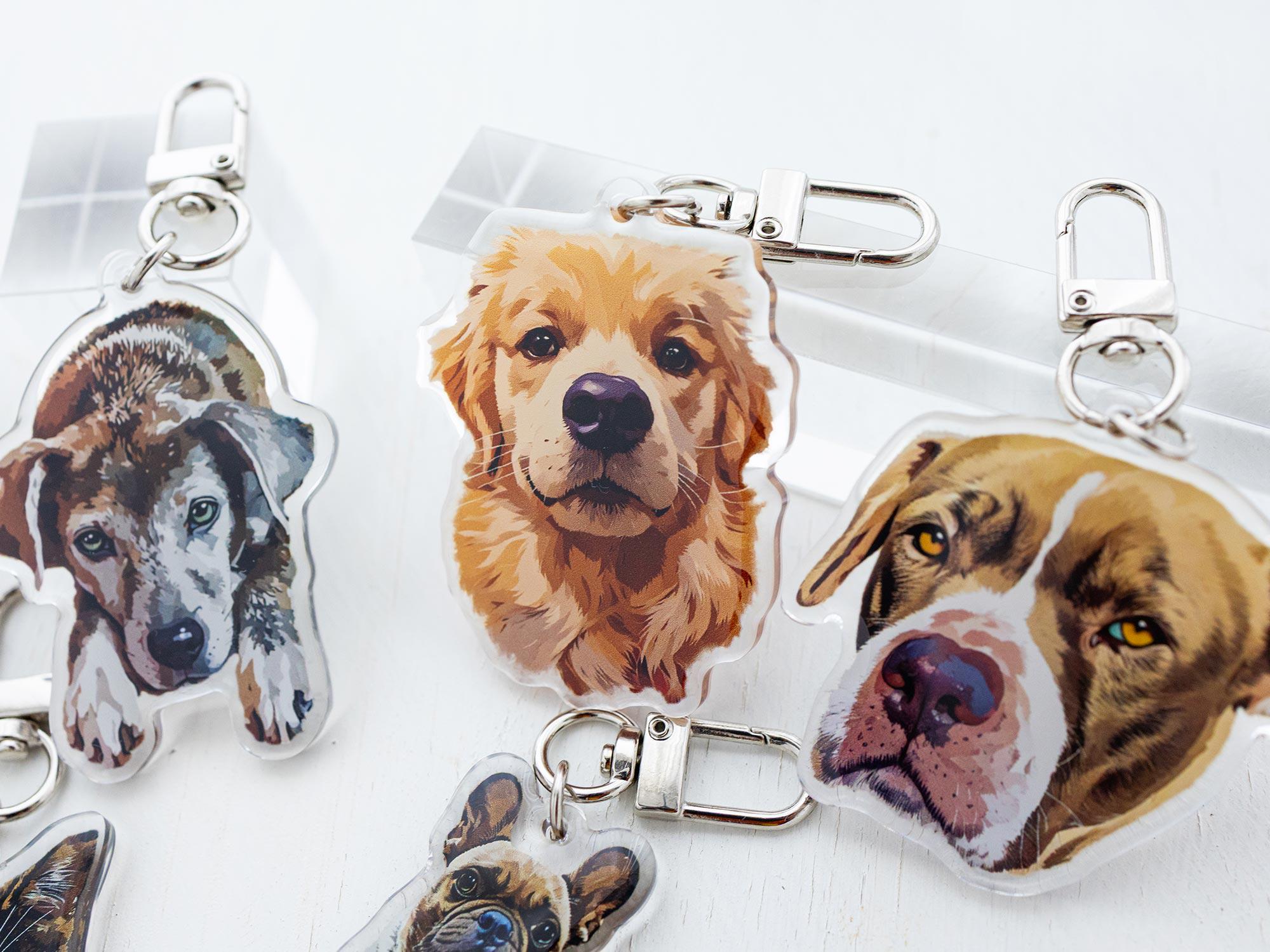 Custom Pet Portrait Photo Acrylic Keychain