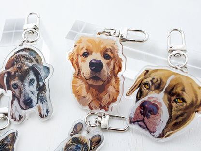 Custom Pet Portrait Photo Acrylic Keychain
