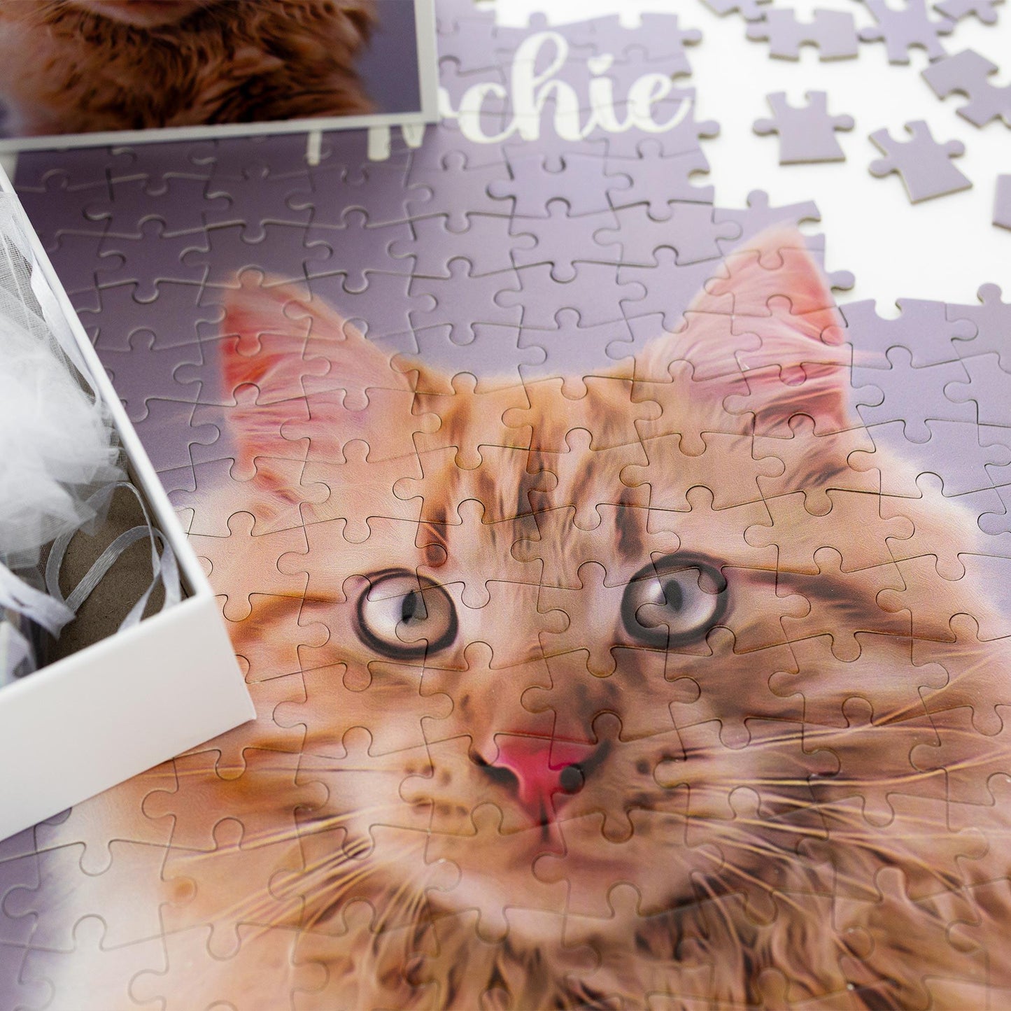 Custom Pet Portrait Jigsaw Puzzle – Personalized Dog & Cat Memorial Gifts, 200 Pieces (9.8x13.8 Inches)