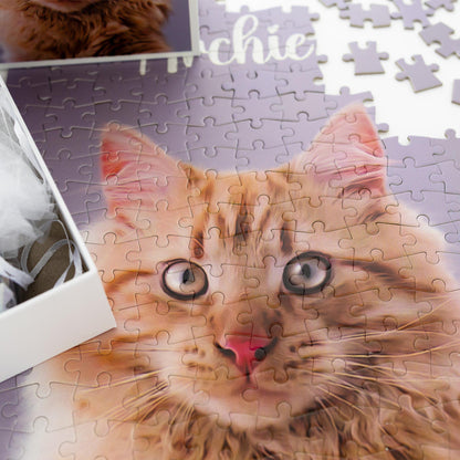 Custom Pet Portrait Jigsaw Puzzle – Personalized Dog & Cat Memorial Gifts, 200 Pieces (9.8x13.8 Inches)