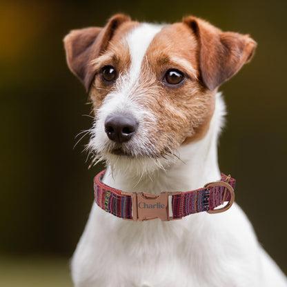 Tribal Pattern Dog Collar - Custom Engraved Name Adjustable Puppy Gift