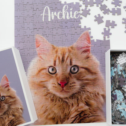 Custom Pet Portrait Jigsaw Puzzle – Personalized Dog & Cat Memorial Gifts, 200 Pieces (9.8x13.8 Inches)