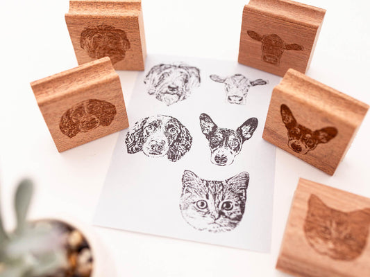 Custom Pet Portrait Stamp -2" Sapele Wood