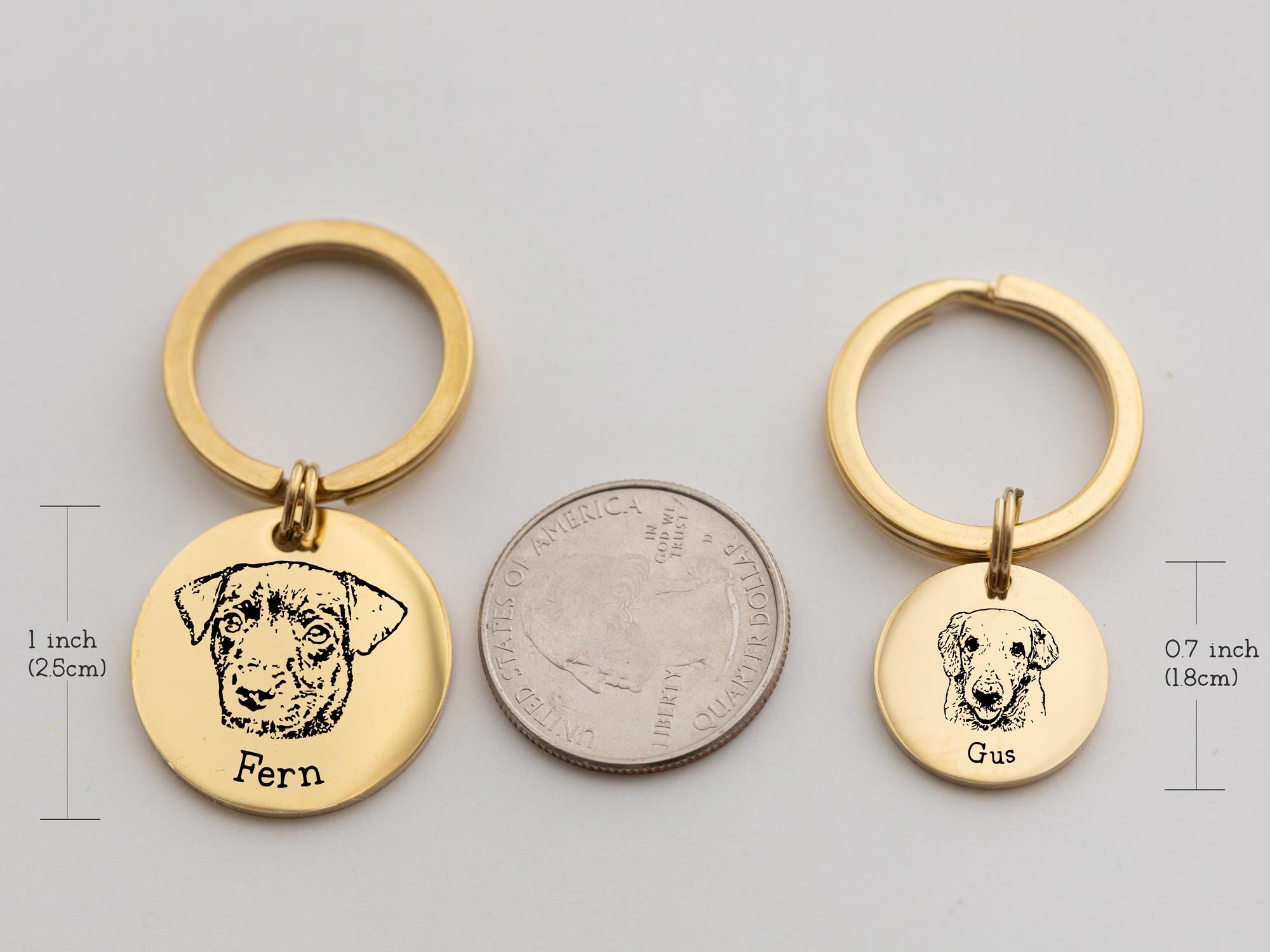 Custom Engraved Pet Portrait Keychain - Stainless Steel