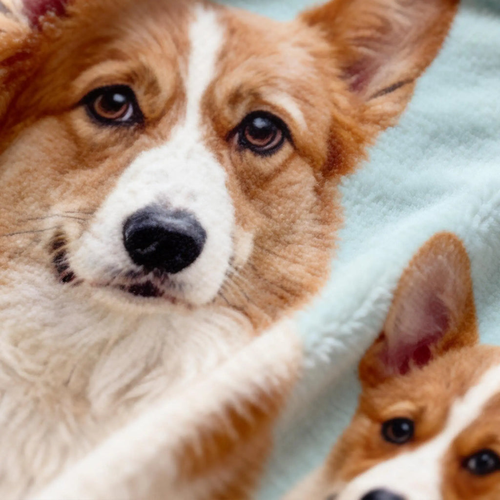 Soft fleece custom pet photo blanket close-up texture