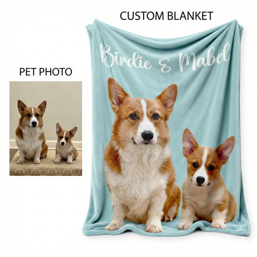 Example of a customer pet photo turned into a custom pet blanket