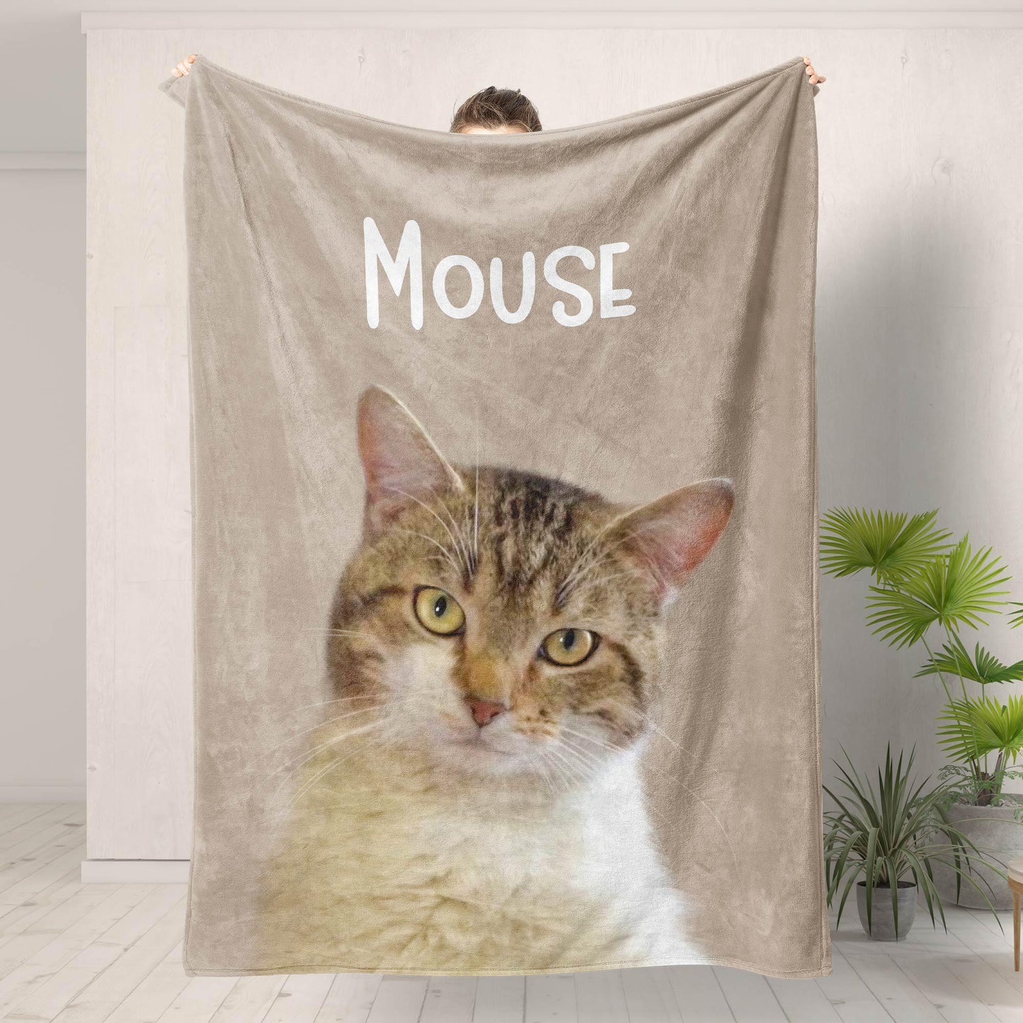Custom Minky Pet Photo Blanket with Name
