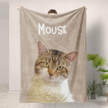 Custom Minky Pet Photo Blanket with Name
