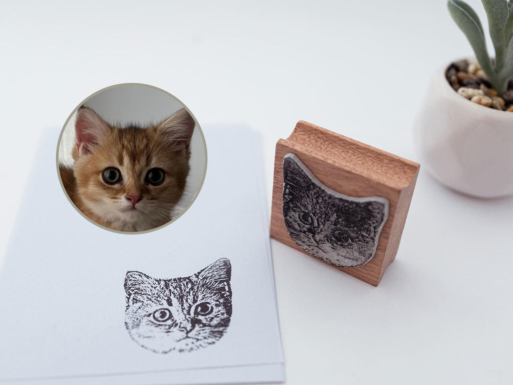 Custom Pet Portrait Stamp -2" Sapele Wood