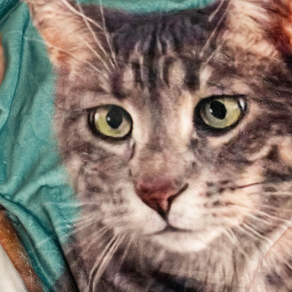 Custom Minky Pet Photo Blanket with Name