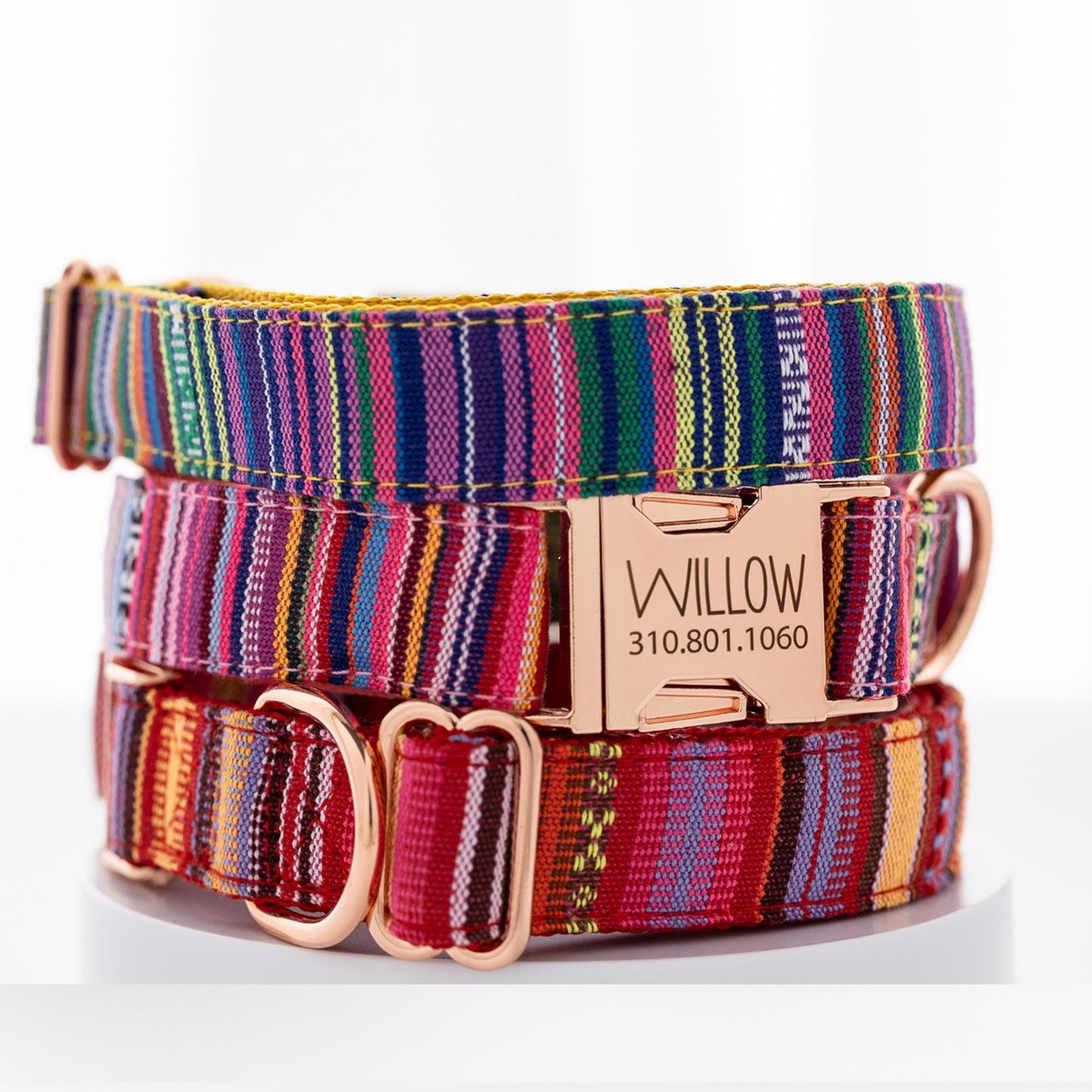 Tribal Pattern Dog Collar - Custom Engraved Name Adjustable Puppy Gift