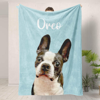 Custom Minky Pet Photo Blanket with Name
