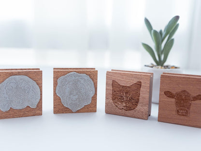 Custom Pet Portrait Stamp -2" Sapele Wood