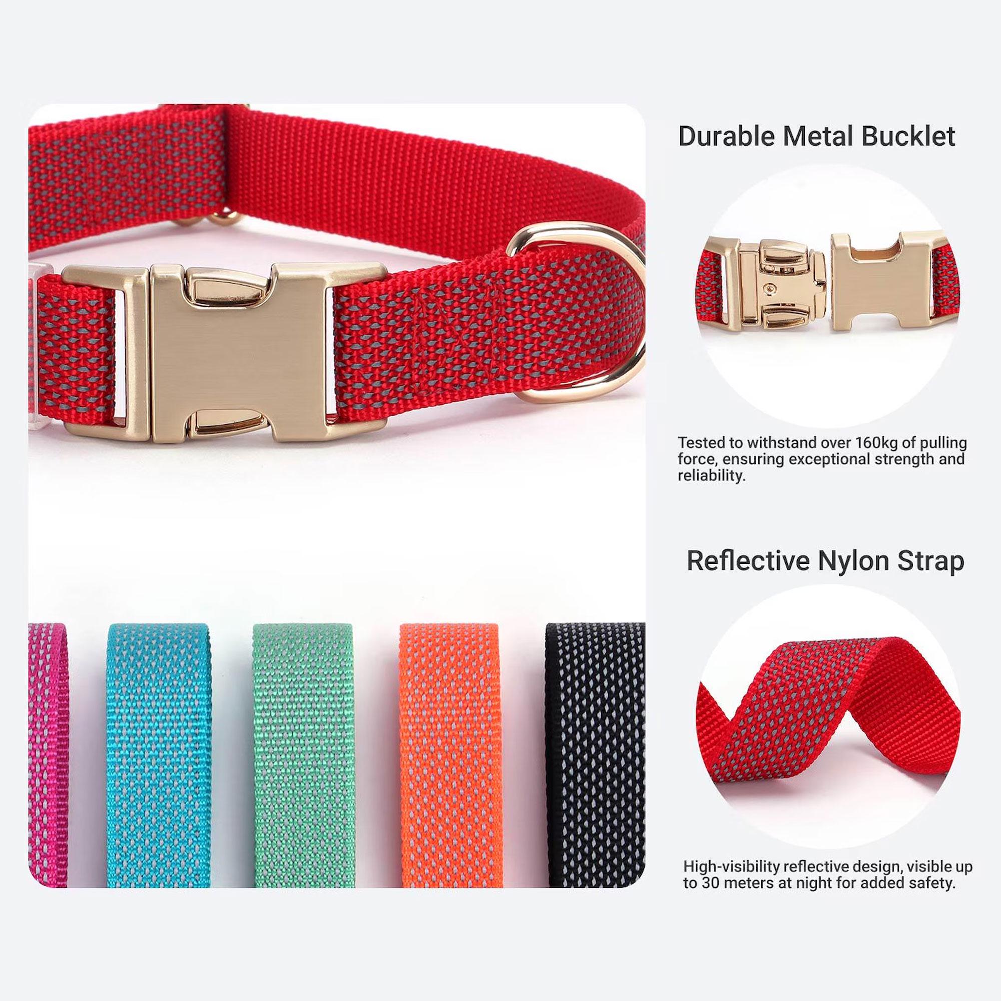 Custom Engraved Reflective Nylon Dog Collar