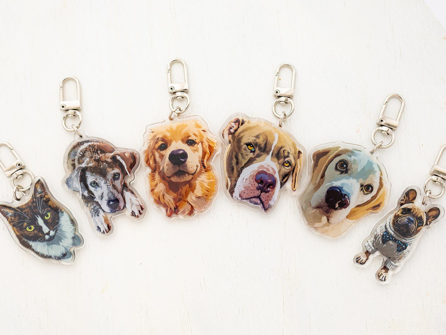 Custom Pet Portrait Photo Acrylic Keychain