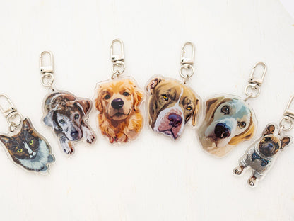 Custom Pet Portrait Photo Acrylic Keychain