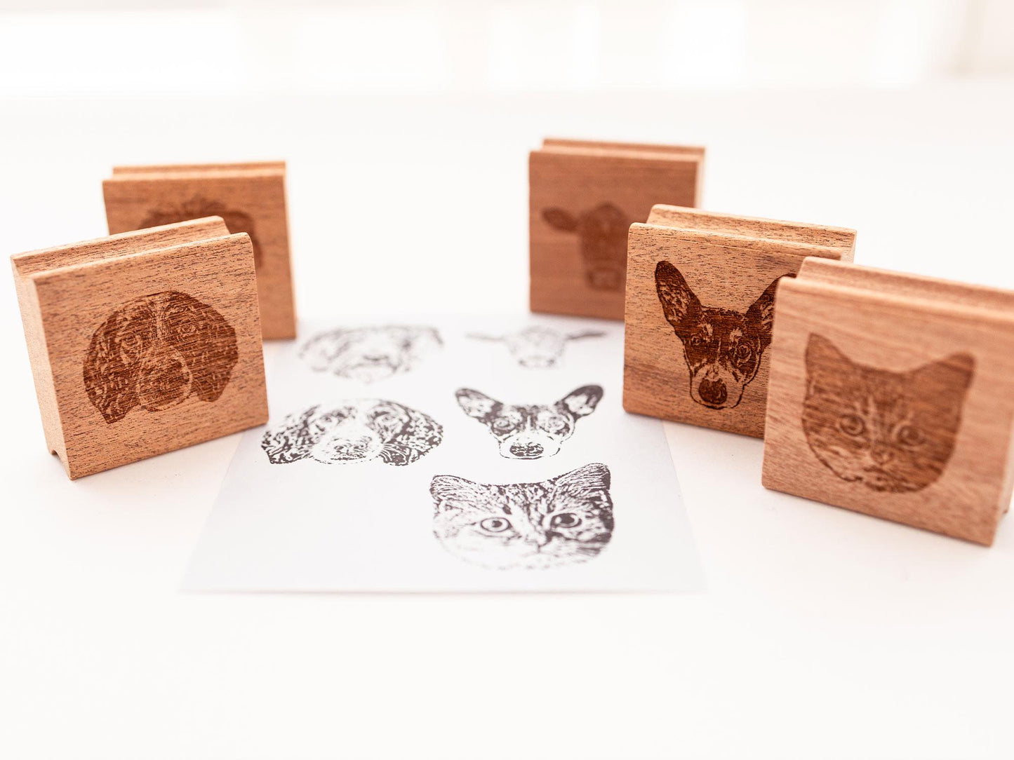 Custom Pet Portrait Stamp -2" Sapele Wood
