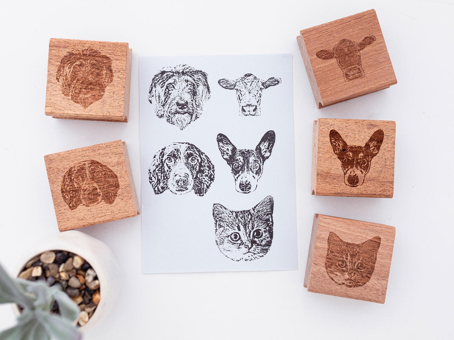 Custom Pet Portrait Stamp -2" Sapele Wood