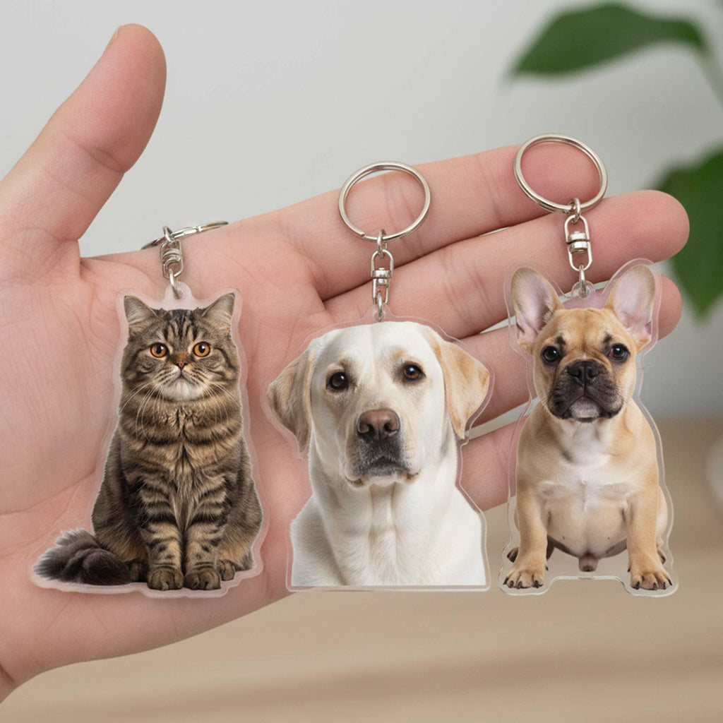 Custom Pet Portrait Photo Acrylic Keychain