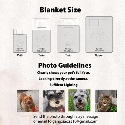 Custom Minky Pet Photo Blanket with Name