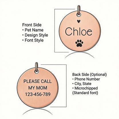 Personalized Pet ID Tag: Engraved Dog Name, Silent Design