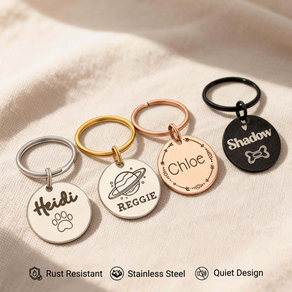 Personalized Pet ID Tag: Engraved Dog Name, Silent Design